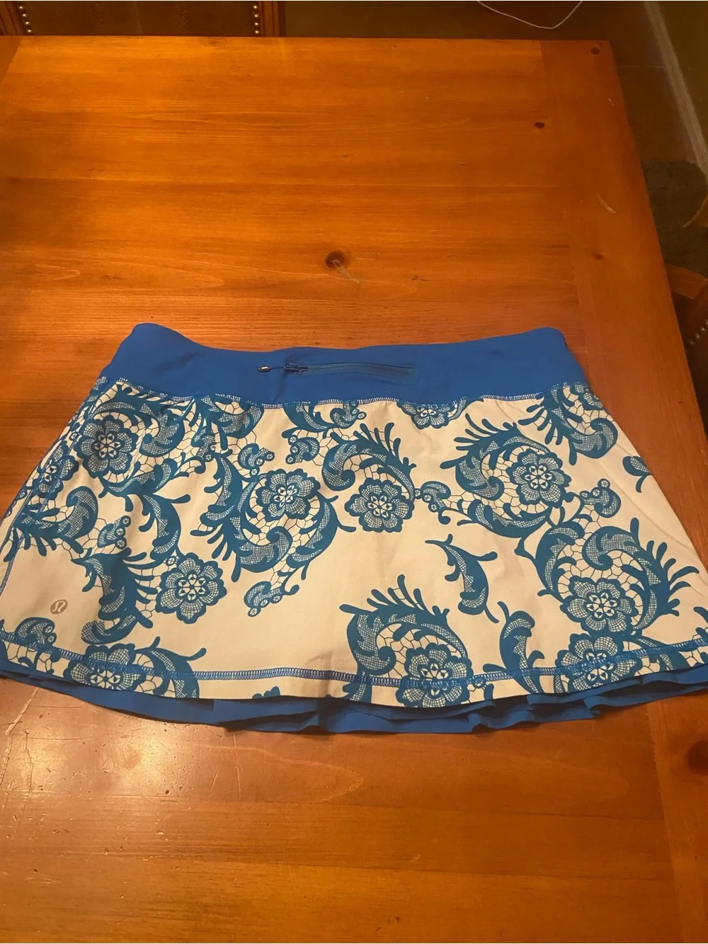 Lululemon Run: Chase Me Skirt Laceoflage Polar Cream Beaming Blue size 10
